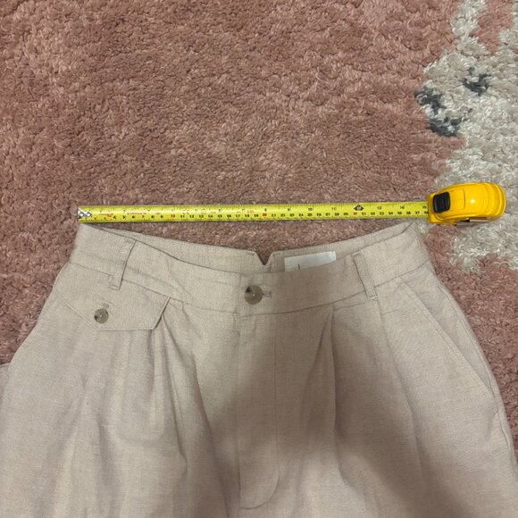 Anthropologie Pinktuck Linen Pants Womens Size 2 Sand High Rise Wide Leg V Waist - Picture 5 of 8